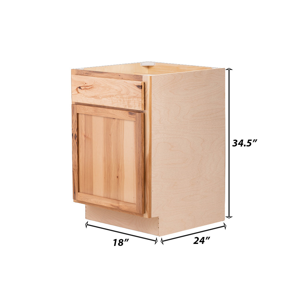 Backwoods Cabinetry RTA (Ready-to-Assemble) B18.L - Rustic Hickory Clear Base Cabinet | 18"Wx34.5"Hx24"D