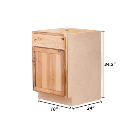 Backwoods Cabinetry RTA (Ready-to-Assemble) B18.L - Rustic Hickory Clear Base Cabinet | 18"Wx34.5"Hx24"D