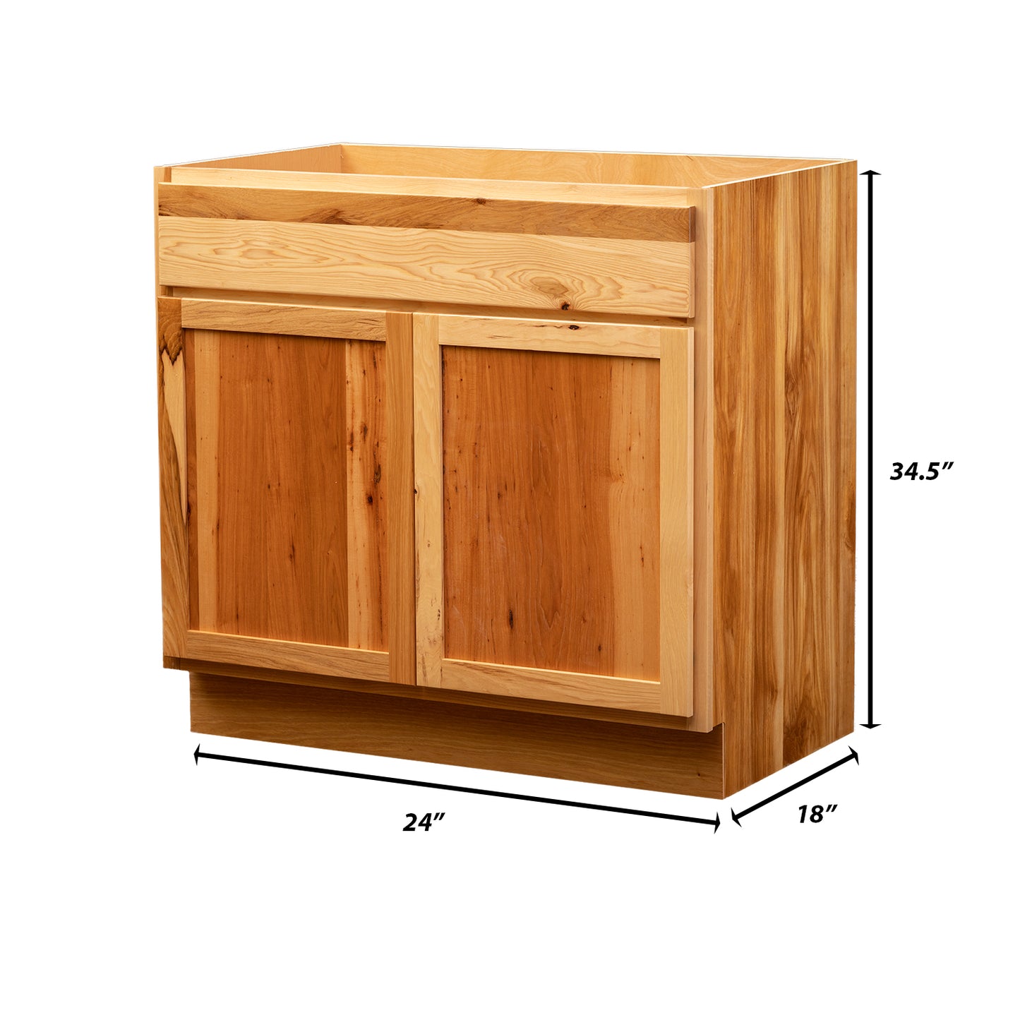 Backwoods Cabinetry RTA (Ready-to-Assemble) VSB24.34.18 - Rustic Hickory Clear Vanity Base Cabinet | 24"Wx34.5"Hx18"D