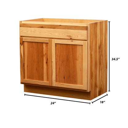 Backwoods Cabinetry RTA (Ready-to-Assemble) VSB24.34.18 - Rustic Hickory Clear Vanity Base Cabinet | 24"Wx34.5"Hx18"D