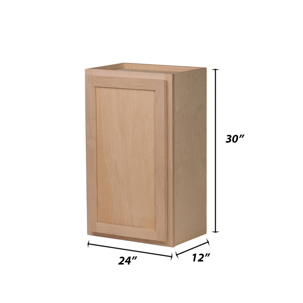 Backwoods Cabinetry RTA - Winding River Collection - W2430 - Raw Maple 24"Wx30"Hx12"D Wall cabinet