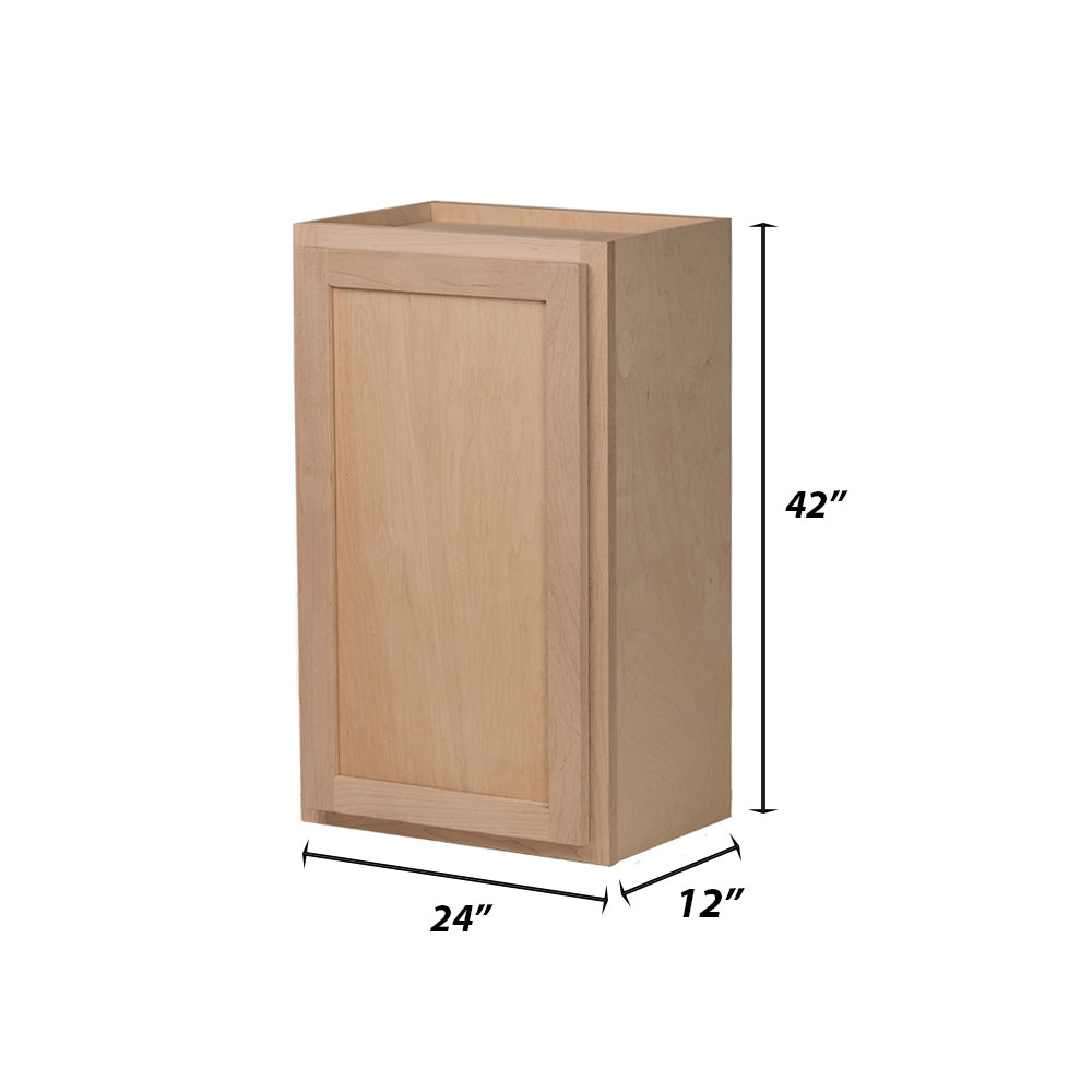 Backwoods Cabinetry RTA (Ready-to-Assemble) W2442 - Raw Maple 24"Wx42"Hx12"D Wall Cabinet