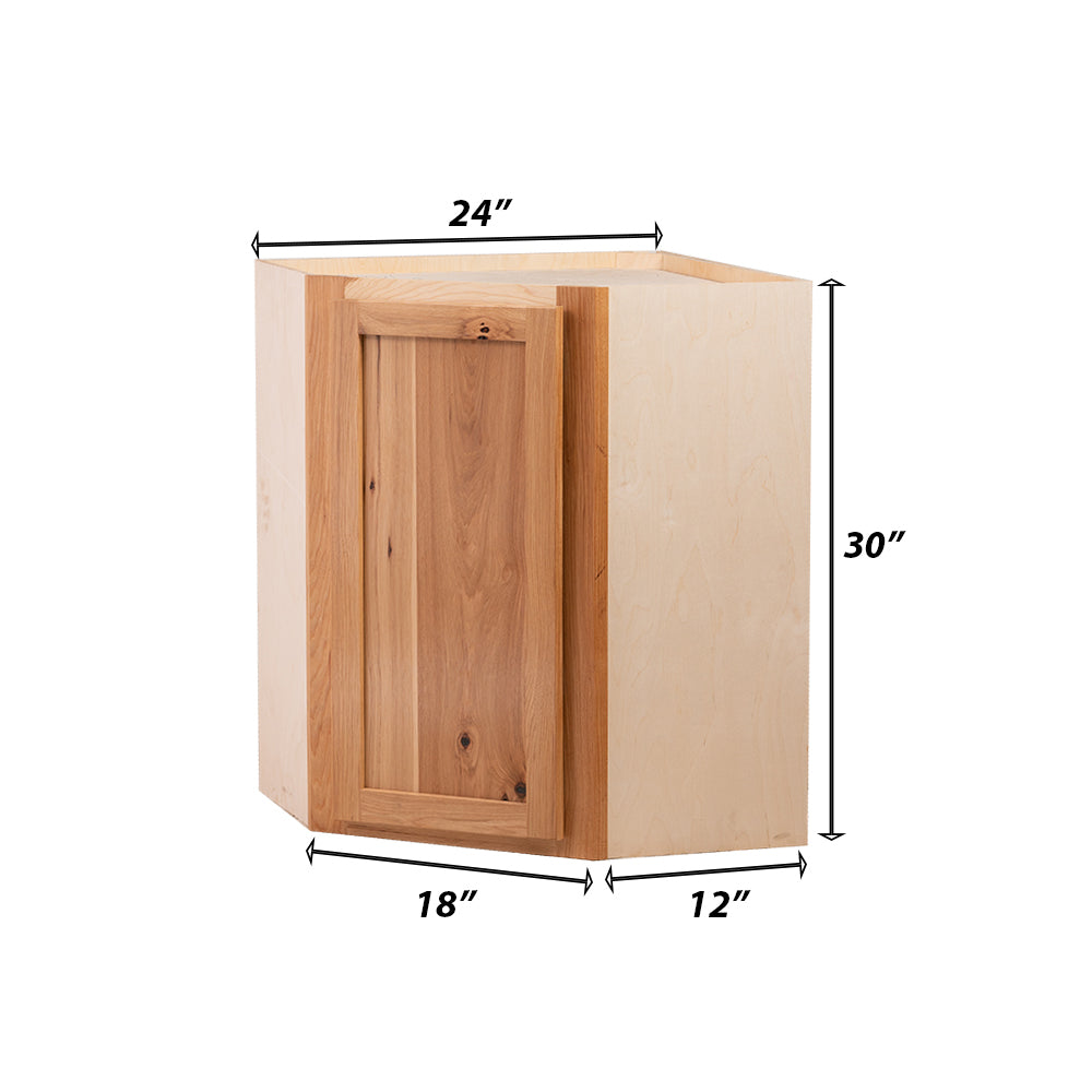 Backwoods Cabinetry RTA (Ready-to-Assemble) WDC2430 - Raw Hickory 24"WX30"HX12"D Wall Corner Cabinet