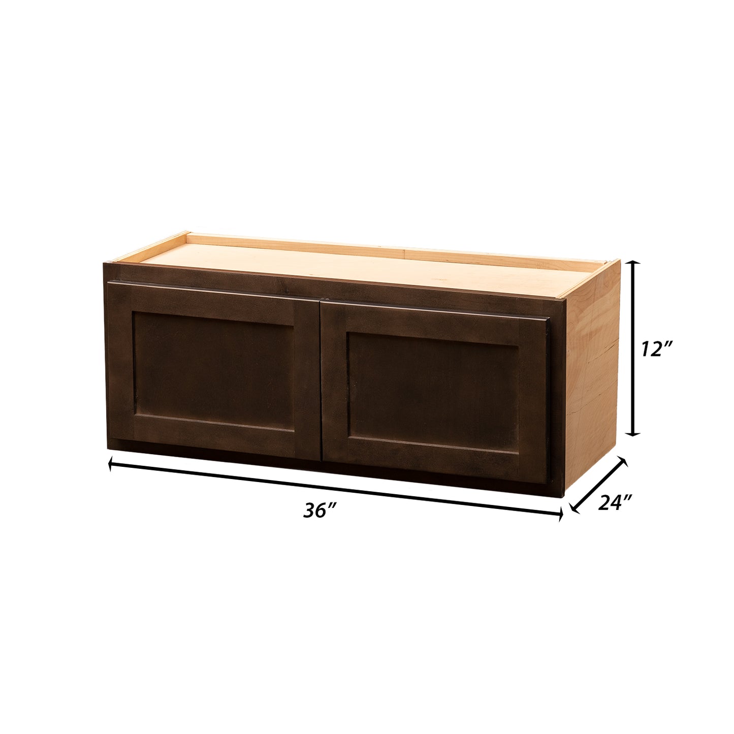 Backwoods Cabinetry RTA (Ready-to-Assemble) W3612.24.BUTT - Espresso Stain 36"Wx12"Hx24"D Wall Refrigerator