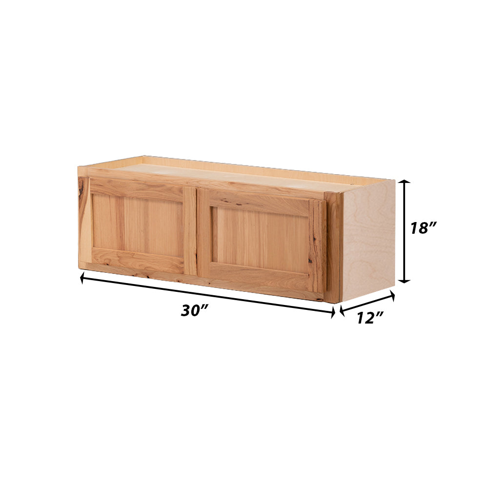 Backwoods Cabinetry RTA (Ready-to-Assemble) W3018.BUTT - Rustic Hickory Clear 30"Wx18"Hx12"D Microwave Wall Cabinet