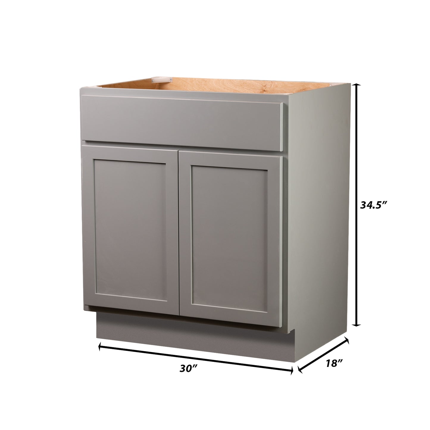 Backwoods Cabinetry RTA (Ready-to-Assemble) VSB30.34.18 - Magnetic Grey Vanity Base Cabinet | 30"Wx34.5"Hx18"D