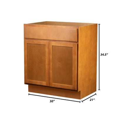 Backwoods Cabinetry RTA (Ready-to-Assemble) VSB30.34.21 - Provincial Stain Vanity Base Cabinet | 30"Wx34.5"Hx21"D