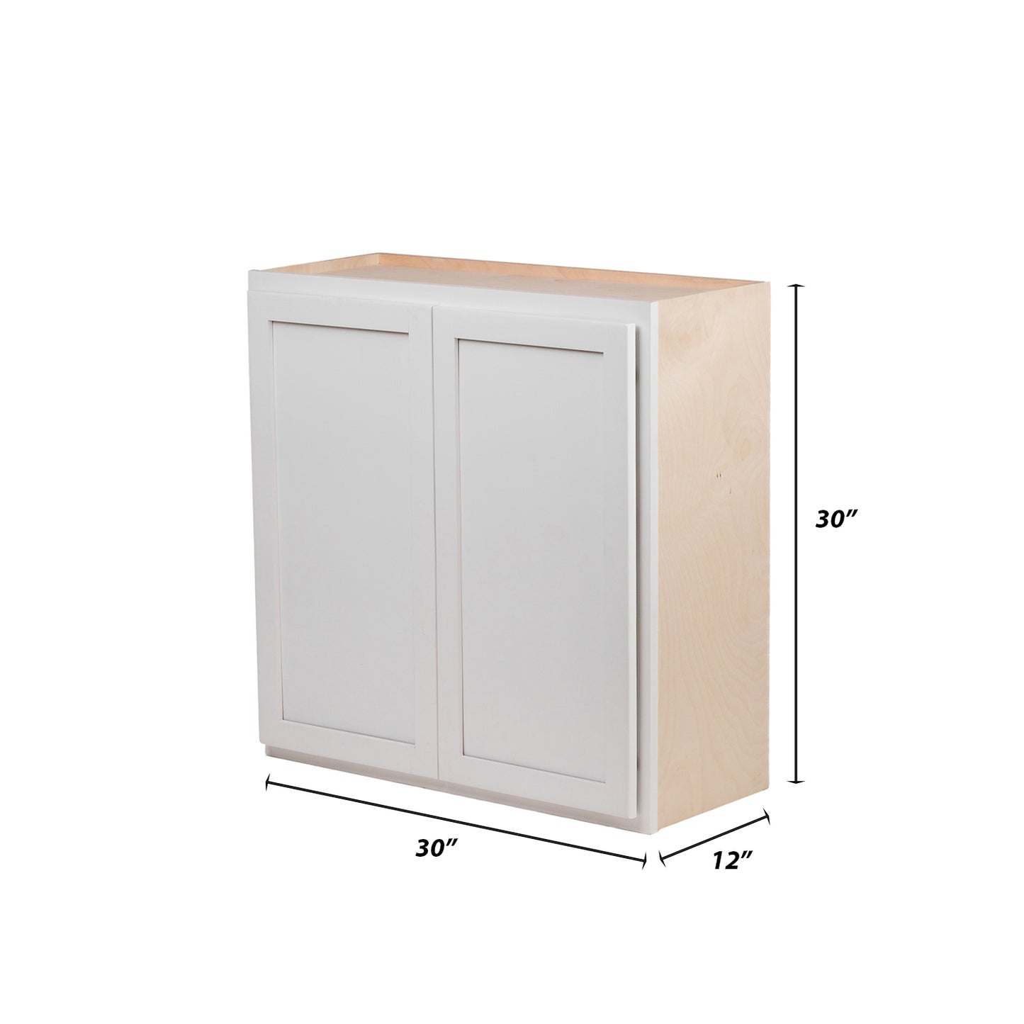 Backwoods Cabinetry RTA (Ready-to-Assemble) W3030.BUTT - Pure White 30"Wx30"Hx12"D Wall Cabinet
