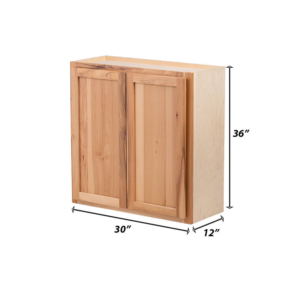 Backwoods Cabinetry RTA (Ready-to-Assemble) W3036.BUTT - Rustic Hickory Clear 30"Wx36"Hx12"D Wall Cabinet