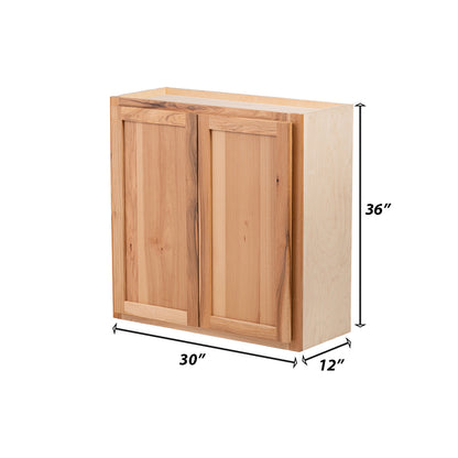 Backwoods Cabinetry RTA (Ready-to-Assemble) W3036.BUTT - Rustic Hickory Clear 30"Wx36"Hx12"D Wall Cabinet