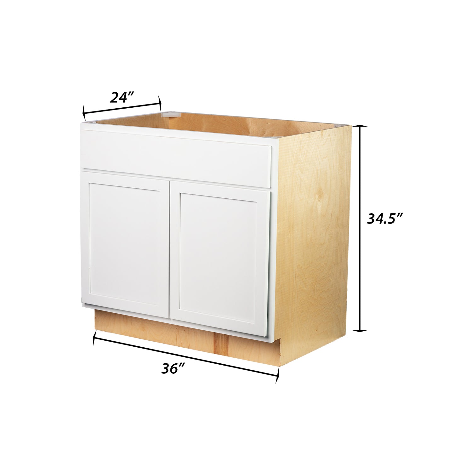 Backwoods Cabinetry RTA (Ready-to-Assemble) B36.BUTT - Pure White Base Cabinet | 36"Wx34.5"Hx24"D