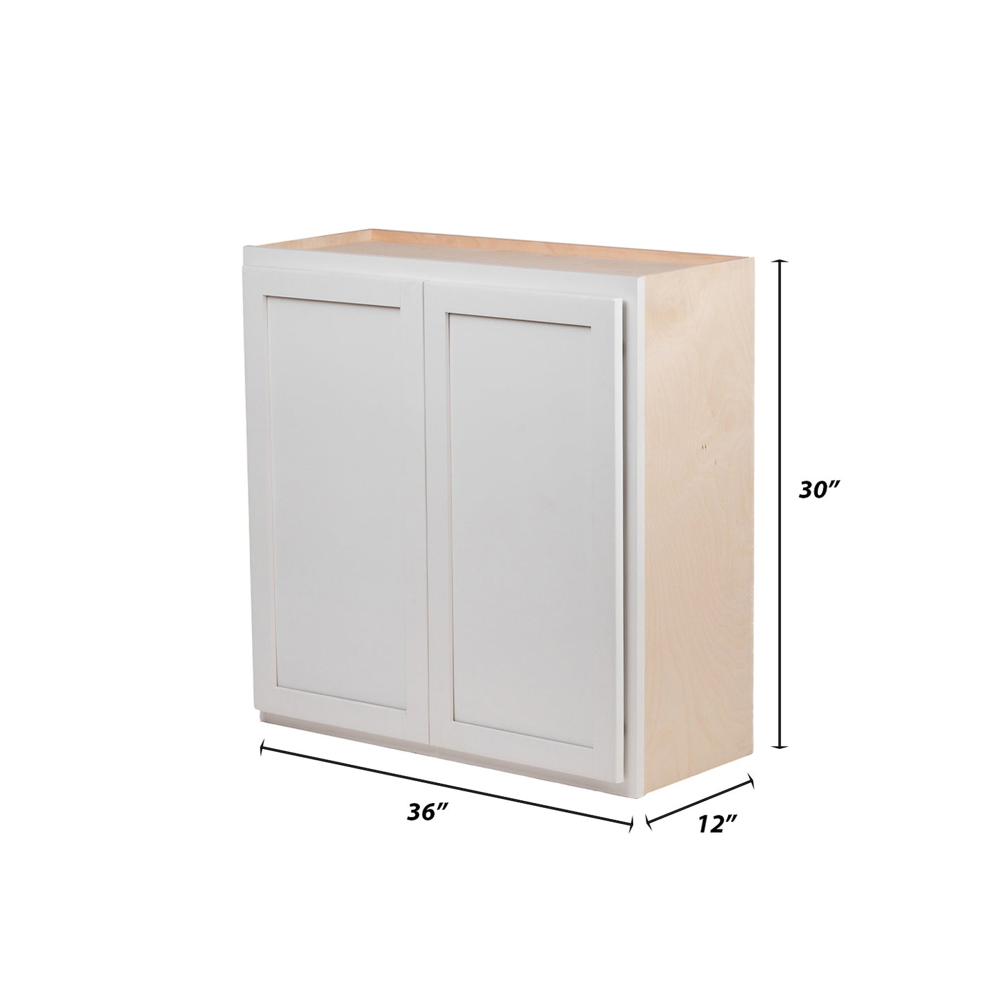 Backwoods Cabinetry RTA (Ready-to-Assemble) W3630.BUTT - Pure White 36"Wx30"Hx12"D Wall Cabinet