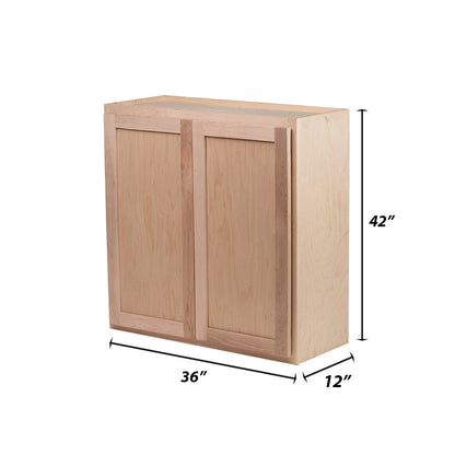 Backwoods Cabinetry RTA (Ready-to-Assemble) W3642.BUTT - Raw Maple 36"Wx42"Hx12"D Wall Cabinet