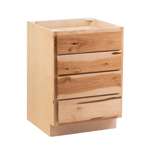 Backwoods Cabinetry RTA (Ready-to-Assemble) B18.4D - Rustic Hickory Clear 4 Drawer Base Cabinet | 18"Wx34.5"Hx24"D