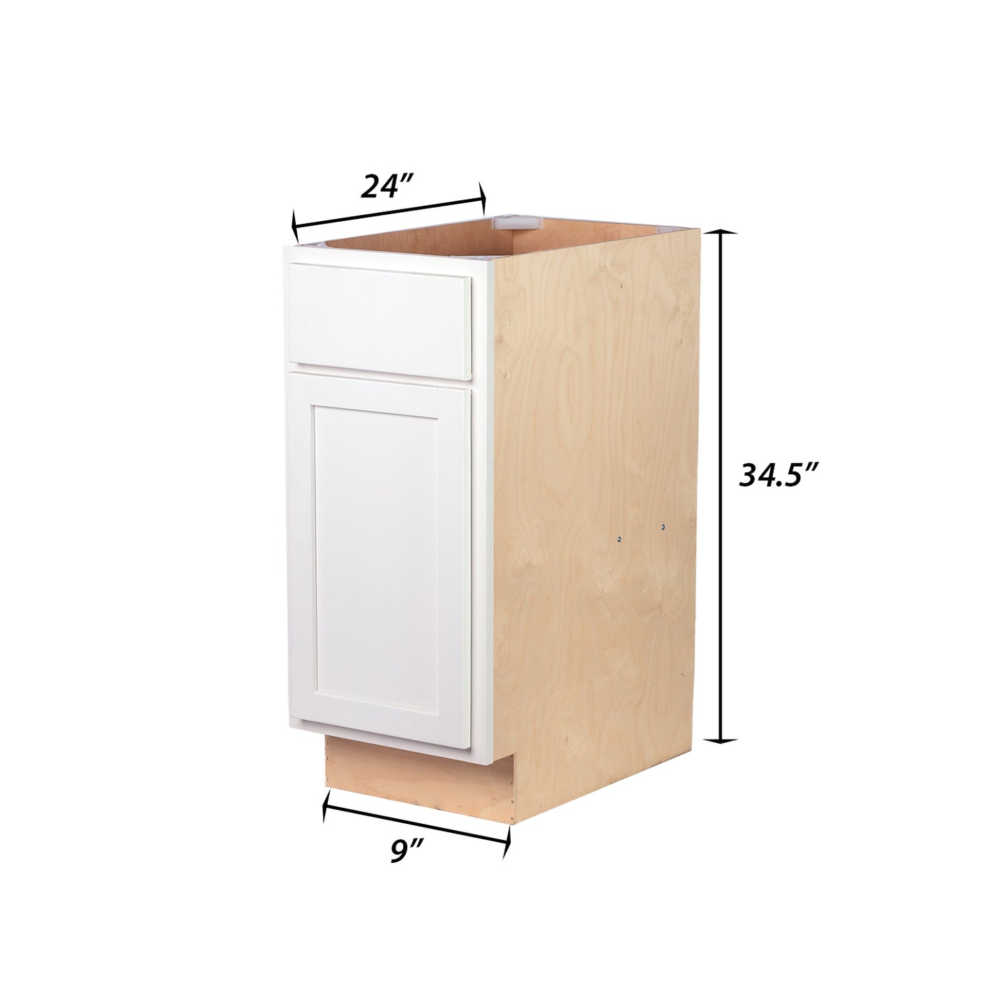 Backwoods Cabinetry RTA (Ready-to-Assemble) B12.L - Pure White Base Cabinet | 12"Wx34.5"Hx24"D