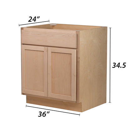 Backwoods Cabinetry RTA (Ready-to-Assemble) B36.BUTT - Raw Maple Base Cabinet | 36"Wx34.5"Hx24"D