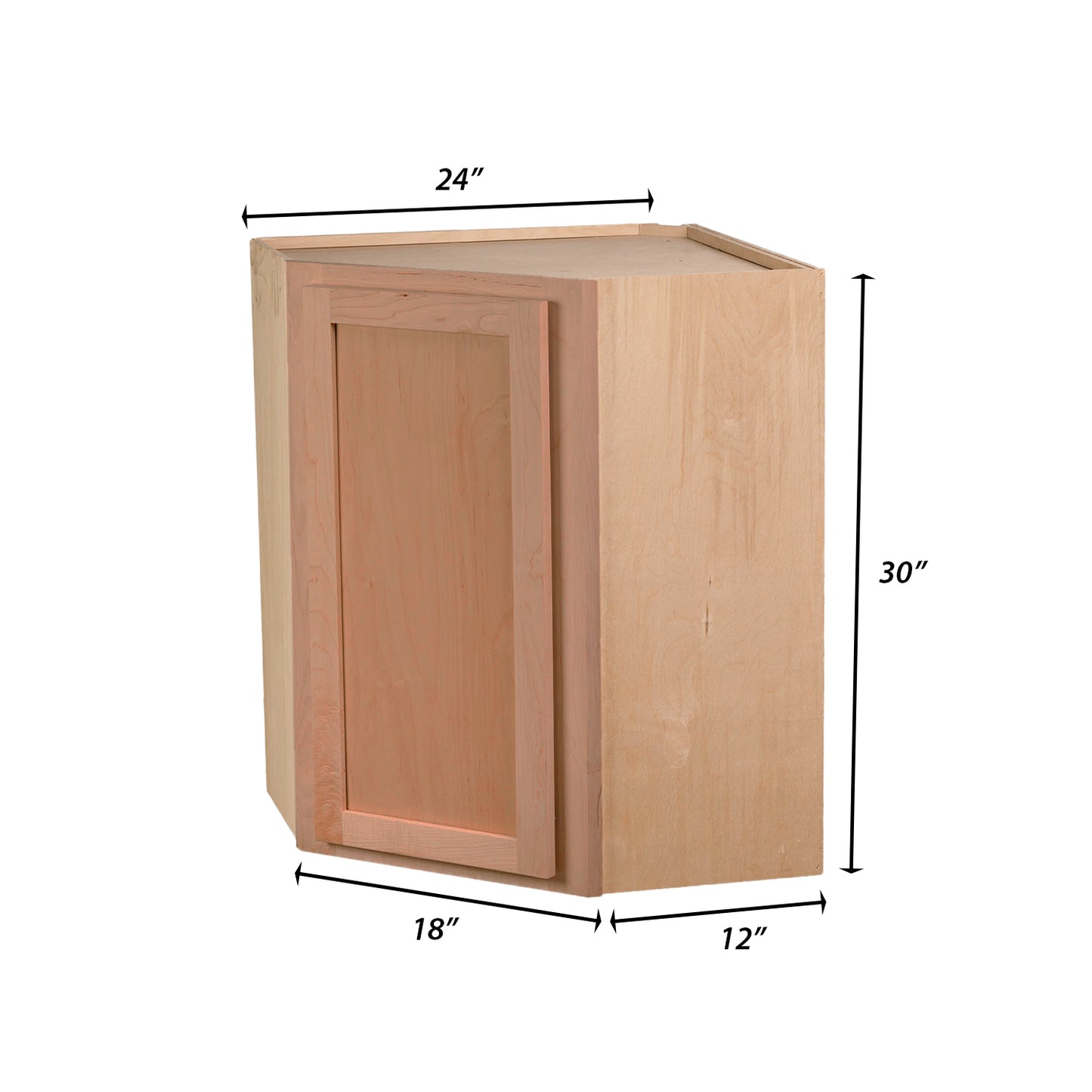 Backwoods Cabinetry RTA - Winding River Collection - WDC2430 -Raw Hickory 24"Wx30"Hx12"D Corner Wall cabinet