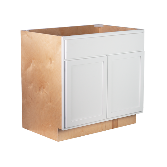 Backwoods Cabinetry RTA (Ready-to-Assemble) Pure White Base Cabinet | 30"Wx34.5"Hx24"D