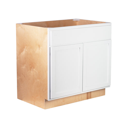 Backwoods Cabinetry RTA (Ready-to-Assemble) Pure White Base Cabinet | 36"Wx34.5"Hx24"D