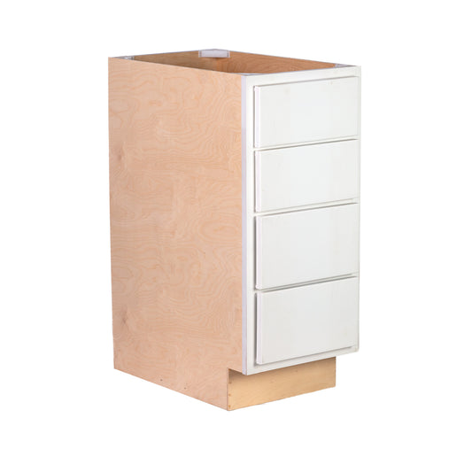 Backwoods Cabinetry RTA (Ready-to-Assemble) Pure White 4 Drawer 18" Base Cabinet | 18"Wx34.5"Hx24"D