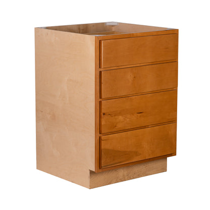 Backwoods Cabinetry RTA (Ready-to-Assemble) B24.4D - Provincial Stain 4 Drawer 24" Base Cabinet | 24"Wx34.5"Hx24"D