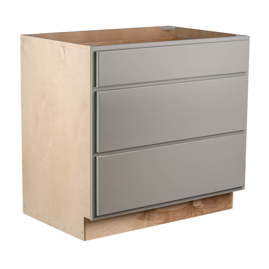 Backwoods Cabinetry RTA (Ready-to-Assemble) Magnetic Grey 3 Drawer 36" Pots and Pans Base Cabinet | 36"Wx34.5"Hx24"D