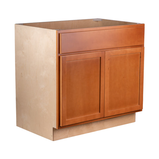 Backwoods Cabinetry RTA (Ready-to-Assemble) Provincial Stain 36" Sink Base Cabinet | 36"Wx34.5"Hx24"D