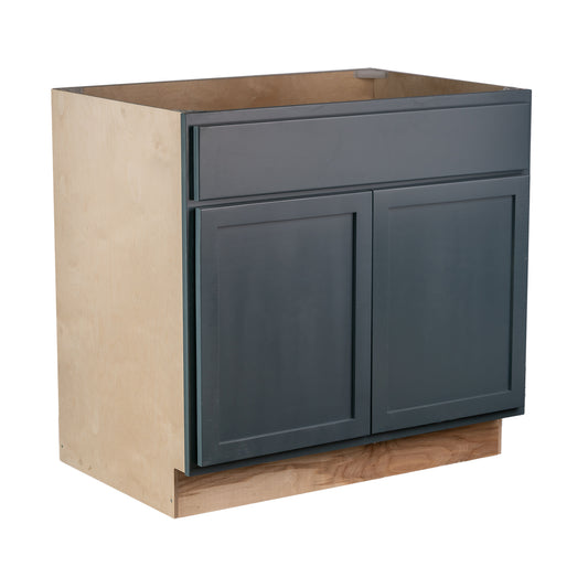 Backwoods Cabinetry RTA (Ready-to-Assemble) Needlepoint Navy 36" Sink Base Cabinet | 36"Wx34.5"Hx24"D
