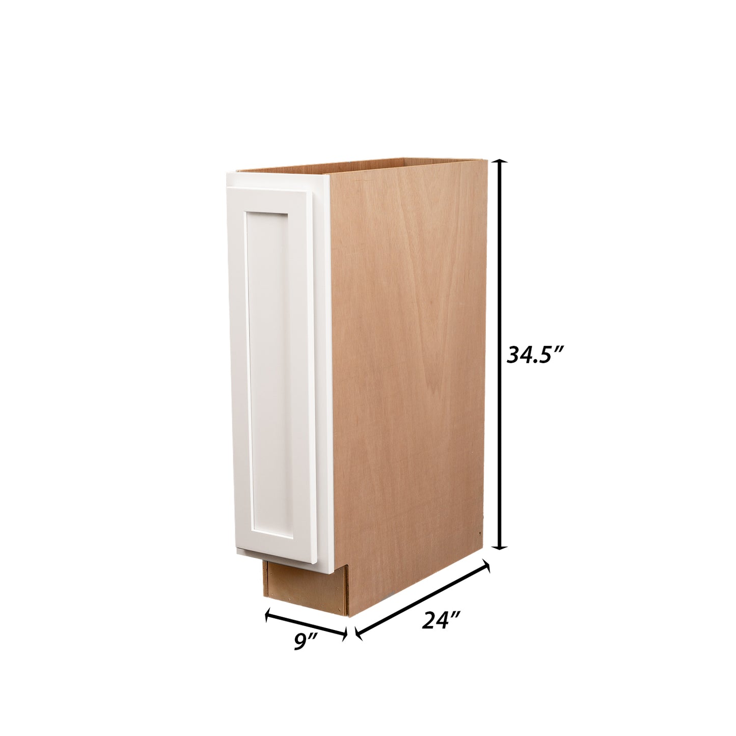 Backwoods Cabinetry RTA (Ready-to-Assemble) B9.FH.R - Pure White Base Cabinet | 9"Wx34.5"Hx24"D