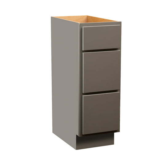 Backwoods Cabinetry RTA (Ready-to-Assemble) Magnetic Grey 3 Drawer Vanity Base Cabinet | 12"Wx34.5"Hx21"D
