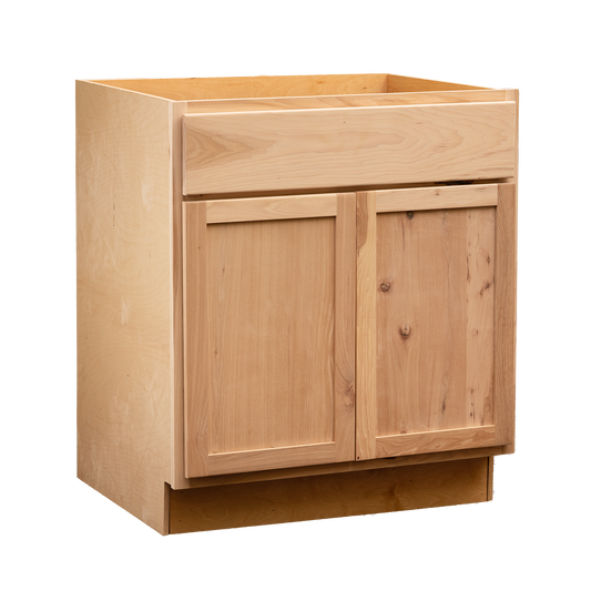 Backwoods Cabinetry RTA (Ready-to-Assemble) Raw Hickory Sink Base Cabinet | 36"Wx34.5"Hx24"D