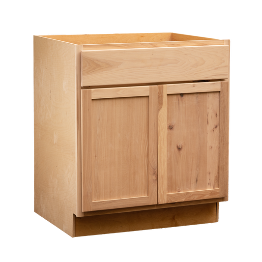 Backwoods Cabinetry RTA (Ready-to-Assemble) BS36.BUTT - Raw Hickory Sink Base Cabinet | 36"Wx34.5"Hx24"D