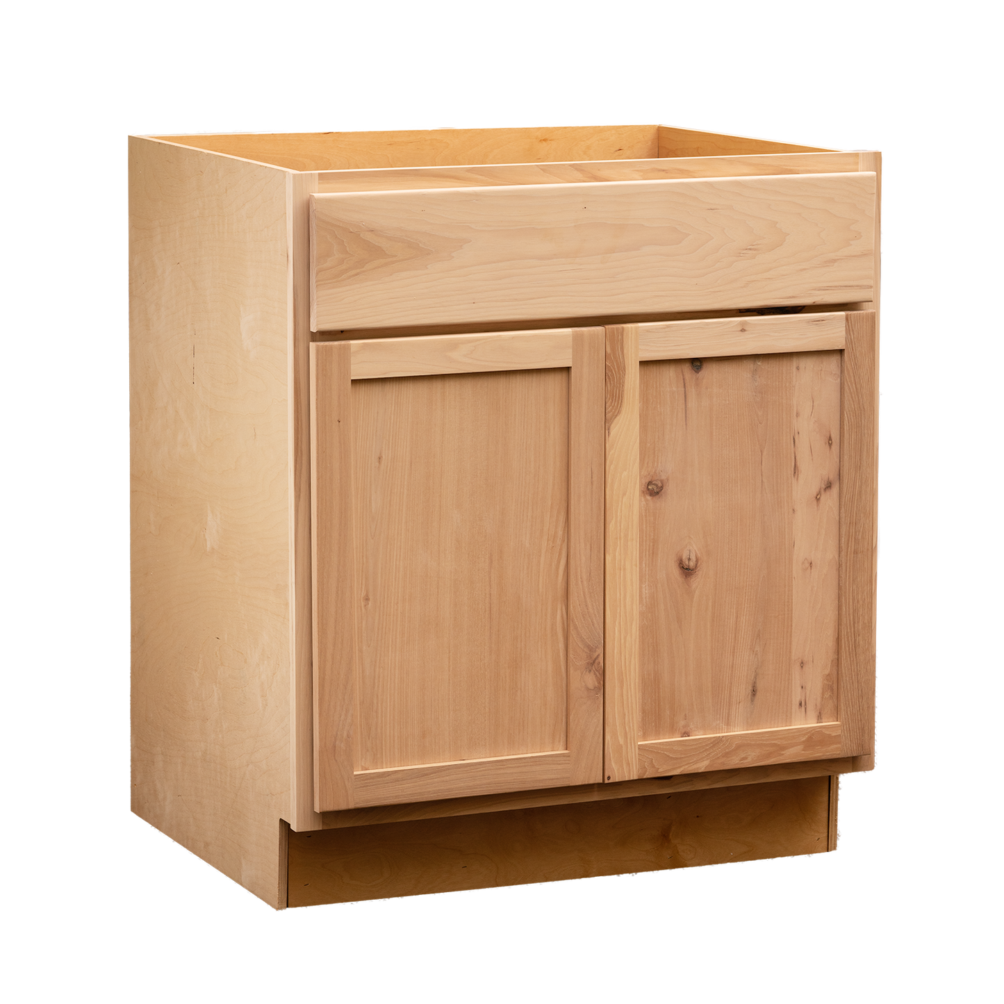 Backwoods Cabinetry RTA (Ready-to-Assemble) B30.BUTT - Raw Hickory Base Cabinet | 30"Wx34.5"Hx24"D