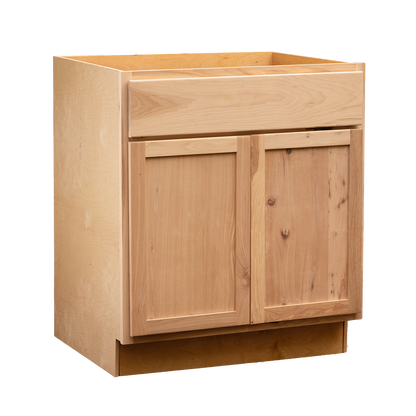 Backwoods Cabinetry RTA (Ready-to-Assemble) B30.BUTT - Raw Hickory Base Cabinet | 30"Wx34.5"Hx24"D