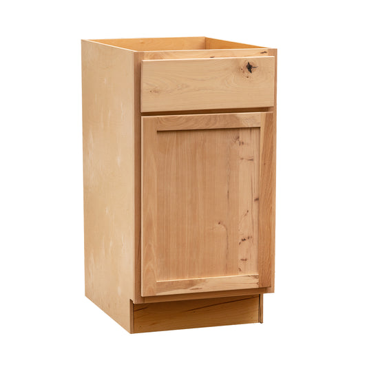 Backwoods Cabinetry RTA (Ready-to-Assemble) Raw Hickory Base Cabinet | 18"Wx34.5"Hx24"D