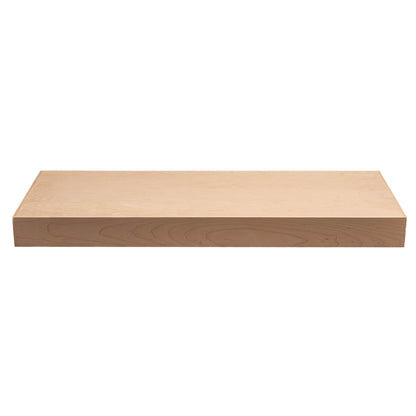 Backwoods Cabinets Floating Shelves | 2.5" Thick | Raw  Maple , 12" D x 24" W x 2.5" H | American Made | Hardwood Bracket | Complete Shelf Unit