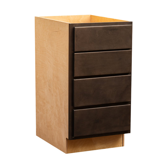 Backwoods Cabinetry RTA (Ready-to-Assemble) Espresso Stain 4 Drawer 18" Base Cabinet | 18"Wx34.5"Hx24"D