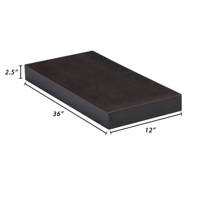 Backwoods Cabinets Floating Shelves | 2.5" Thick | Espresso Stain, 12" D x 36" W x 2.5" H | American Made | Hardwood Bracket | Complete Shelf Unit