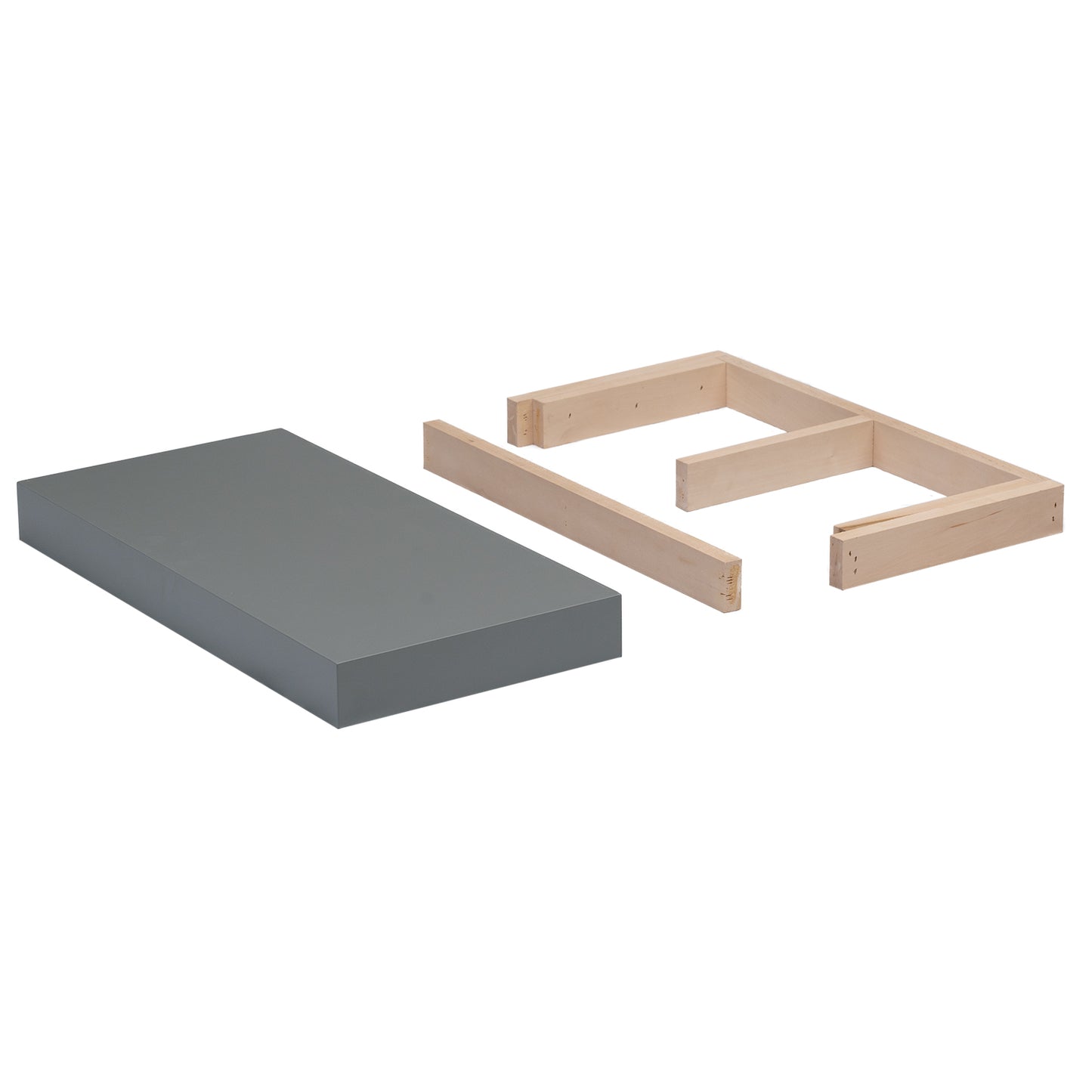Backwoods Cabinets Floating Shelves | 2.5" Thick | Magnetic Grey, 8" D x 12" W x 2.5" H | American Made | Hardwood Bracket | Complete Shelf Unit