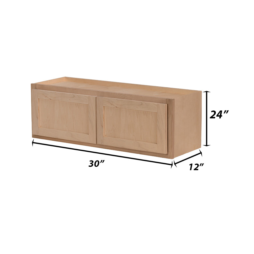 Backwoods Cabinetry RTA (Ready-to-Assemble) W3024.BUTT -  Raw Maple 30"Wx24"Hx12"D Wall Microwave