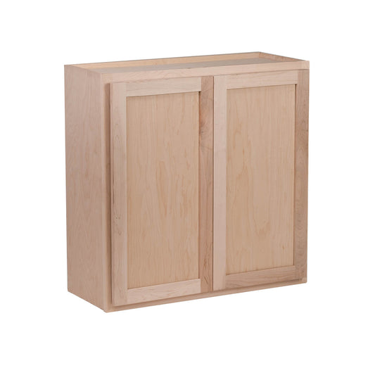 Backwoods Cabinetry RTA - Winding River Collection - W3030.BUTT - Raw Maple 30"Wx30"Hx12"D Wall Cabinet