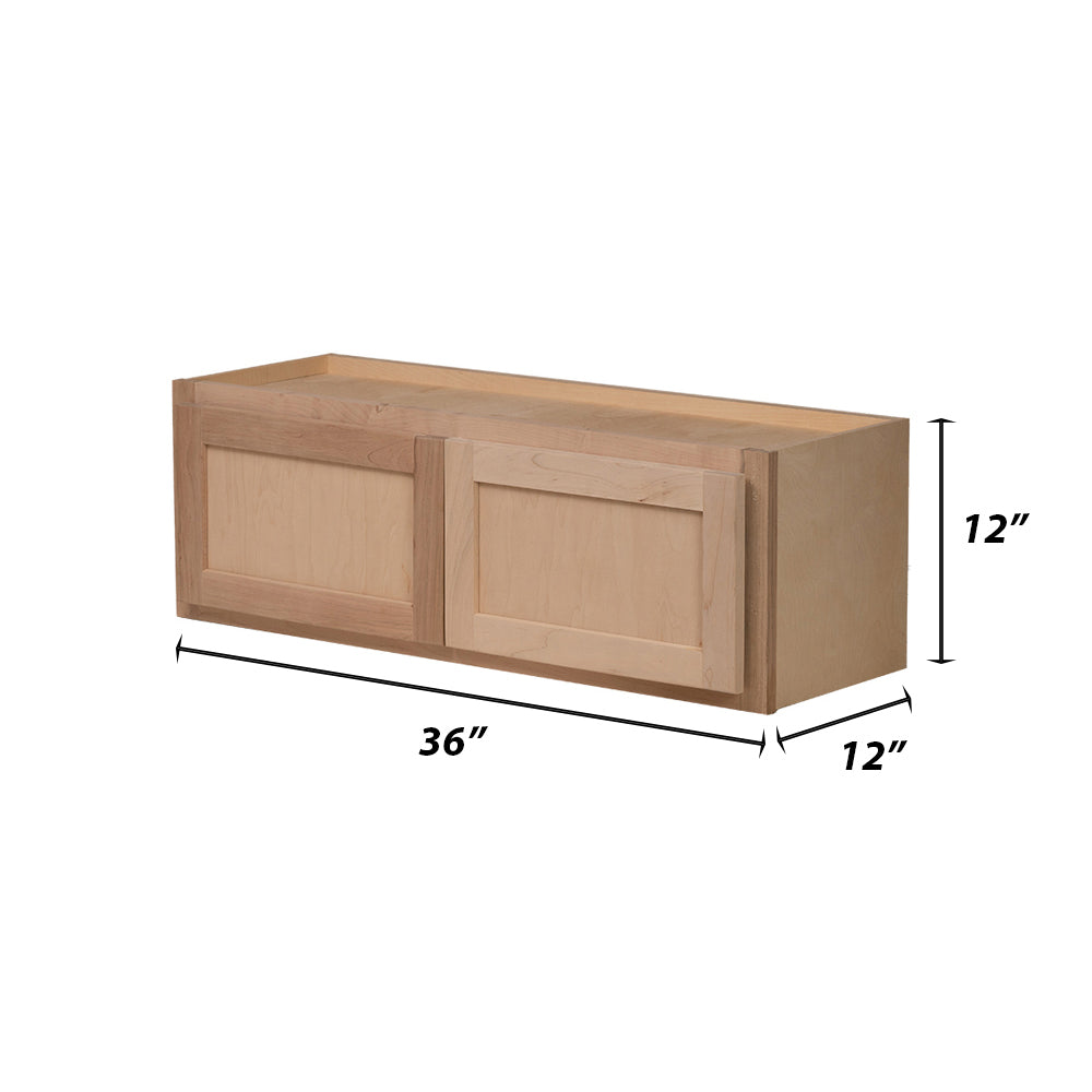 Backwoods Cabinetry RTA (Ready-to-Assemble) W3612.BUTT - Raw Cherry 36"Wx12"Hx12"D Refrigerator Wall Cabinet