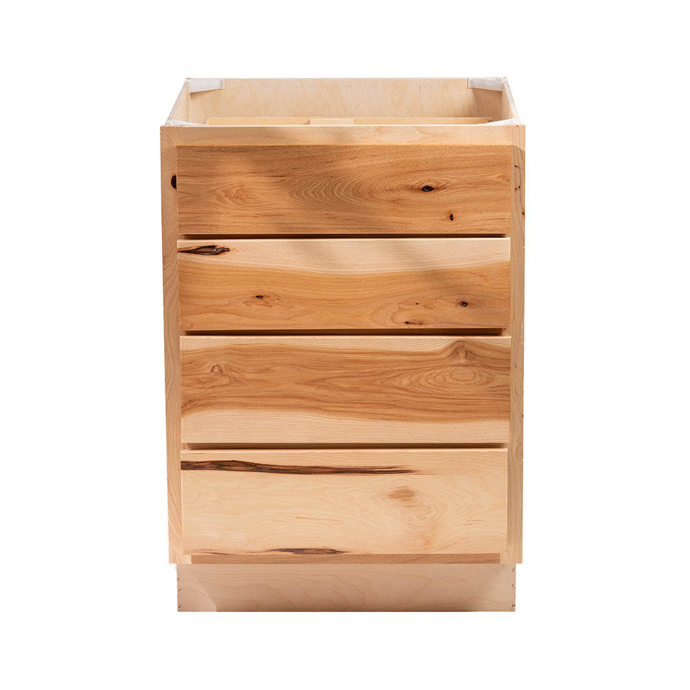 Backwoods Cabinetry RTA (Ready-to-Assemble) B24.4D - Rustic Hickory Clear 4 Drawer Base Cabinet | 24"Wx34.5"Hx24"D
