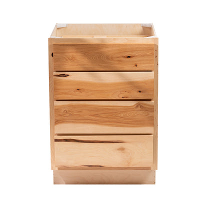 Backwoods Cabinetry RTA (Ready-to-Assemble) B24.4D - Rustic Hickory Clear 4 Drawer Base Cabinet | 24"Wx34.5"Hx24"D