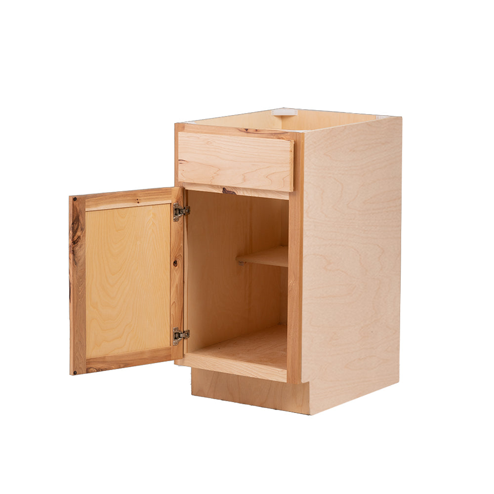 Backwoods Cabinetry RTA (Ready-to-Assemble) B18.L - Rustic Hickory Clear Base Cabinet | 18"Wx34.5"Hx24"D