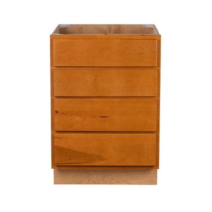 Backwoods Cabinetry RTA (Ready-to-Assemble) B24.4D - Provincial Stain 4 Drawer 24" Base Cabinet | 24"Wx34.5"Hx24"D