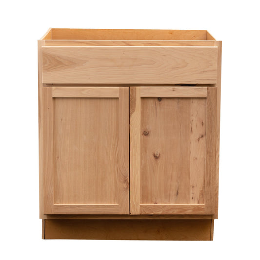 Backwoods Cabinetry RTA (Ready-to-Assemble) Raw Hickory Base Cabinet | 30"Wx34.5"Hx24"D