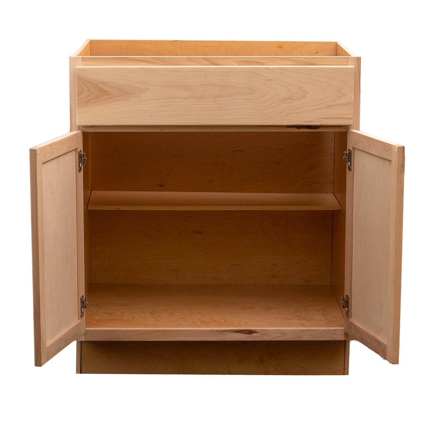 Backwoods Cabinetry RTA (Ready-to-Assemble) B30.BUTT - Raw Hickory Base Cabinet | 30"Wx34.5"Hx24"D