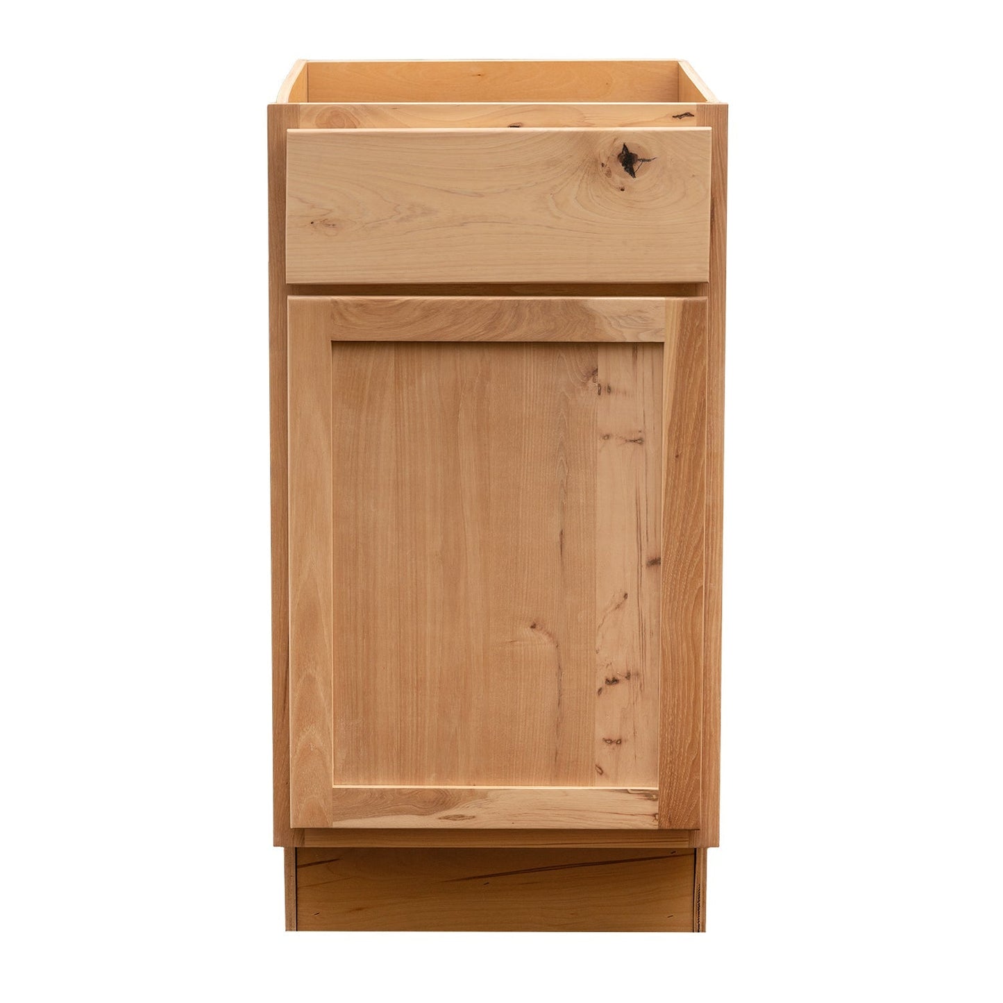 Backwoods Cabinetry RTA (Ready-to-Assemble) B15.L - Raw Hickory Base Cabinet | 15"Wx34.5"Hx24"D