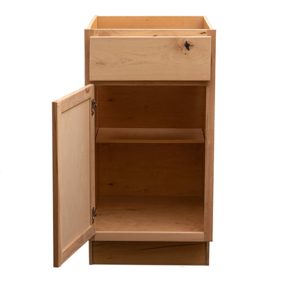 Backwoods Cabinetry RTA (Ready-to-Assemble) B15.L - Raw Hickory Base Cabinet | 15"Wx34.5"Hx24"D